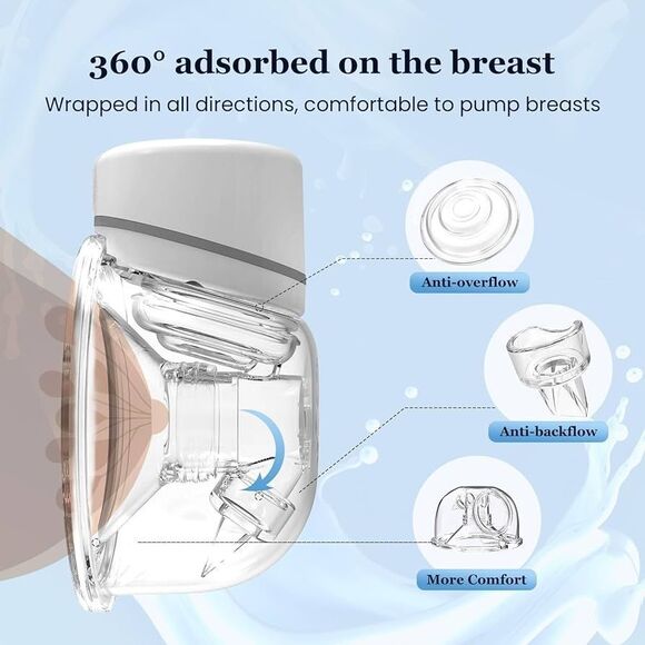 Mcadero M6 Electric Breast Pump,4 Mode & 12 Levels,LED Display, Wearable Hands-F - Picture 6 of 7